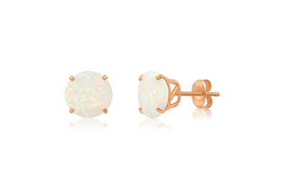 Max + Stone 14k Rose Gold 9mm Round Cut Gemstone Stud Earrings In White