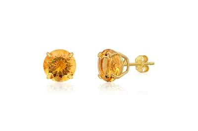 Max + Stone 14k Yellow Gold 9mm Round Cut Gemstone Stud Earrings