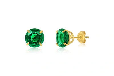 Max + Stone 14k Yellow Gold 9mm Round Cut Gemstone Stud Earrings In Green