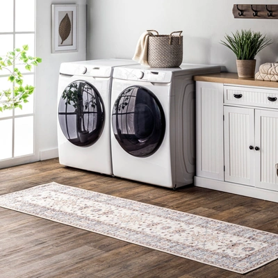 Nuloom Gemma Machine Washable Transitional Floral Area Rug In Beige