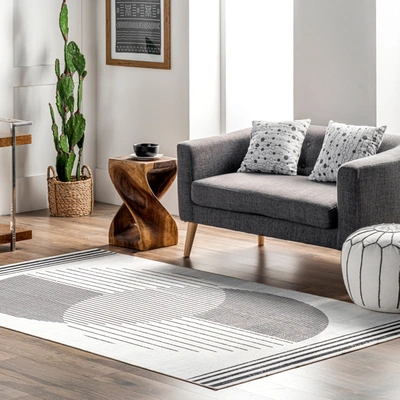 Nuloom Leah Machine Washable Geometric Moon Phase Area Rug In Grey