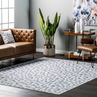 Nuloom Mason Machine Washable Contemporary Leopard Print Area Rug In Blue