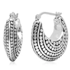 Max + Stone Sterling Silver Balinese Inspired Click Top Round Hoop Earrings (0.85 Inches) In Silver