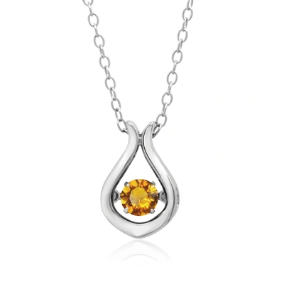 Max + Stone Dancing 4mm Gemstone Tear Drop Pendant Necklace In Sterling Silver