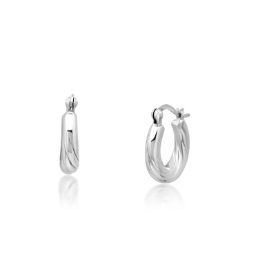 Max + Stone Sterling Silver Round Textured Wave Hoop Earrings