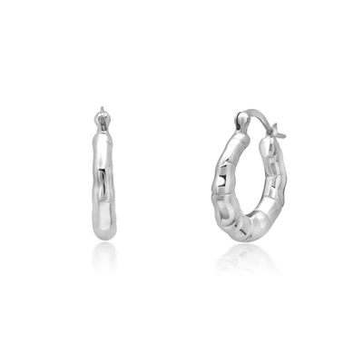 Max + Stone Sterling Silver Round Bamboo Sectioned Hoop Earrings