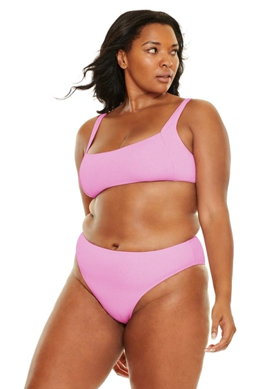 Jmp The Label Monaco High Waist Cheeky Bikini Bottom - Blushing Pink