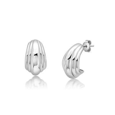 Max + Stone Sterling Silver Layered J-half Hoop Earrings In White