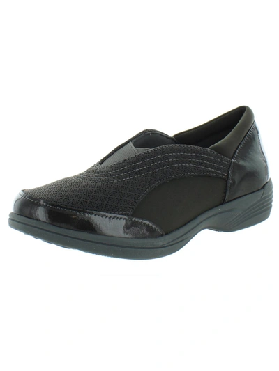 Solite By Easy Street Spontaneous Womens Patent Cushioned Slip-on Sneakers In Black