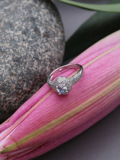 Sohi Silver Oxidised Designer Ring