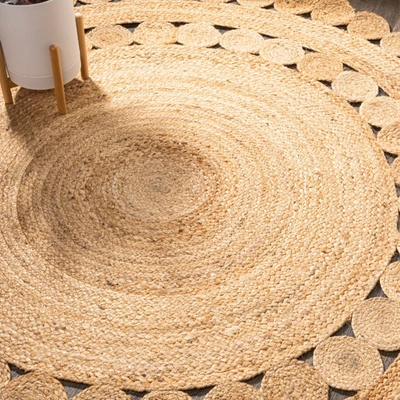 Jonathan Y Bodhi Round Natural Jute Hippie Circle Area Rug In Beige