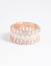 Lovisa Rose Gold Cubic Zirconia Baguette Ring In Multi
