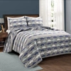 LUSH DECOR MAKE A WISH STONE AGE DINOSAUR REVERSIBLE QUILT NAVY/GRAY 3PC SET FULL/QUEEN