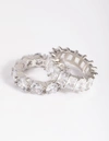 Lovisa Rhodium Cubic Zirconia Baguette Ring Stack Pack In Silver