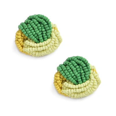 Sohi Stylish Bead Studs In Green