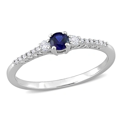 Mimi & Max 1/3 Ct Tgw Created Blue And Created White Sapphire And Diamond Accent Ring In Sterling Silver