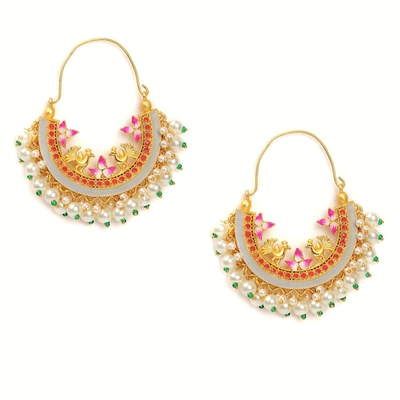 Sohi Gold-plated Meenakari Chandbalis