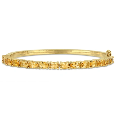 Mimi & Max 6 3/4 Ct Tgw Oval-cut Citrine Bangle In Yellow Plated Sterling Silver In Gold