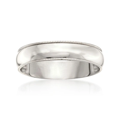 Ross-simons Men's 5mm 14kt White Gold Milgrain Wedding Ring In Silver
