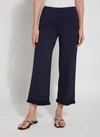 Lyssé Coastal Wide Leg Fringe Crop Pants In True Navy In Blue