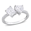 Mimi & Max 2 1/8 Ct Tgw Octagon Heart-shape And Created Moissanite 2-stone Ring In Sterling Silver In Silver