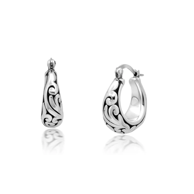 Max + Stone Sterling Silver Round Filigree Hoop Earrings