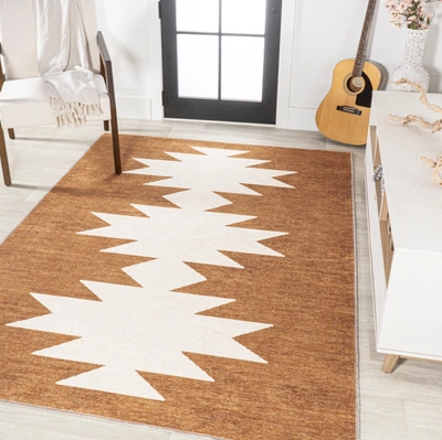 Jonathan Y Chayton Minimalist Geometric Machine-washable Rust/cream Area Rug In Yellow