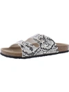 ARIZONA JEANS CO. FRANT WOMENS SNAKE PRINT BUCKLE FOOTBED SANDALS