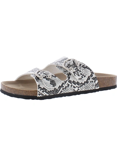 Arizona Jeans Co. Frant Womens Snake Print Buckle Footbed Sandals In Grey