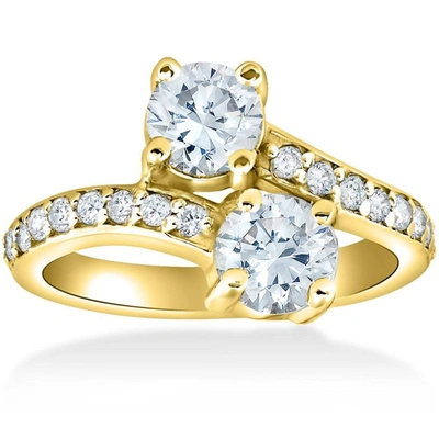 POMPEII3 1 1/2 CTTW FOREVER US 2-STONE DIAMOND ENGAGEMENT FOREVER US RING 14K YELLOW GOLD