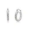 Max + Stone Sterling Silver Round Fine Twist Hoop Earrings In White