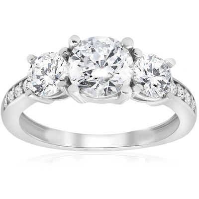 Pompeii3 2 Ct Twd Three Stone Diamond Engagement Ring 14k White Gold Anniversary Band In Multi