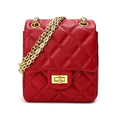 Tiffany & Fred Quilted Sheepskin Leather Crossbody In Red
