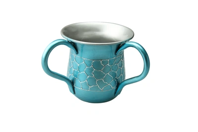 Classic Touch Decor Teal Wash Cup With Enamel Design