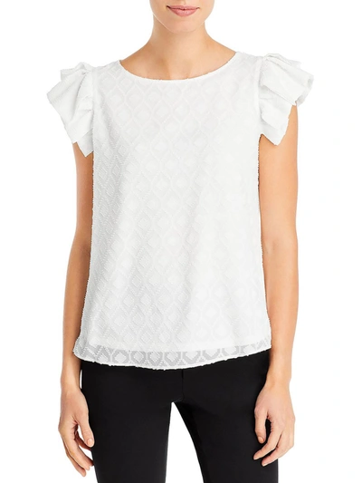 T Tahari Womens Embossed Boatneck Pullover Top In Multi