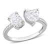 Mimi & Max 2 1/8 Ct Tgw Oval And Heart-shape Created Moissanite Two Stone Ring In Sterling Silver In Silver