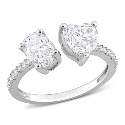 Mimi & Max 2 1/8 Ct Tgw Oval And Heart-shape Created Moissanite Two Stone Ring In Sterling Silver
