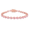 Mimi & Max 13 1/2 Ct Tgw Pear Shape Created Pink Sapphire Tennis Bracelet In Rose Plated Sterling Silver In Pink