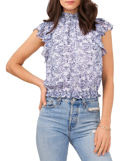 1.state Womens Floral Smocked Pullover Top In Multi