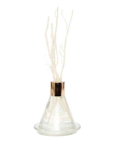 Vivience Clear Cone Shaped Reed Diffuser With Tray, "zen Tea" Scent In White