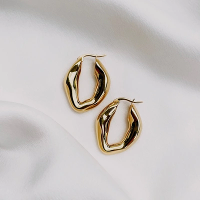 Heymaeve 18k Gold-plated Medium Artistic Hoop Earrings In Silver