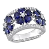 Mimi & Max 4 1/2 Ct Tgw Created Blue And Created White Sapphire Floral Ring In Sterling Silver In Silver