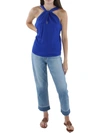 Ava + Esme Womens Criss-cross Front Sheer Blouse In Blue