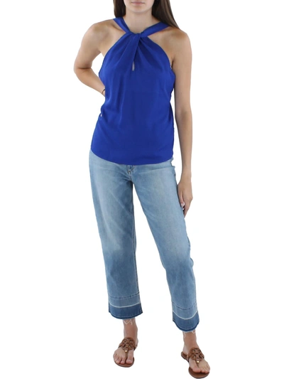 Ava + Esme Womens Criss-cross Front Sheer Blouse In Blue