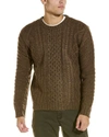 LOFT 604 FISHERMAN PATTERN WOOL CREWNECK SWEATER