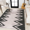 JONATHAN Y SIKSAK MODERN CHEVRON BORDER IVORY/BLACK AREA RUG