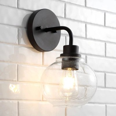 Jonathan Y Sandrine 6.5" 1-light Iron/seeded Glass Cottage Rustic Led Vanity Light