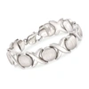 Ross-simons Italian Sterling Silver Brushed And Polished Xo Link Bracelet In White