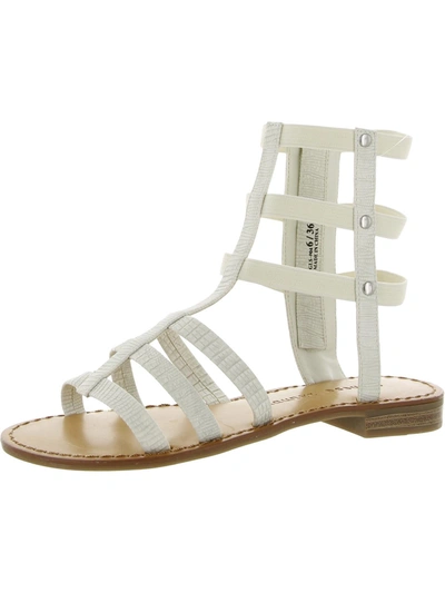 Chinese Laundry Womens Faux Leather Animal Print Gladiator Sandals In White