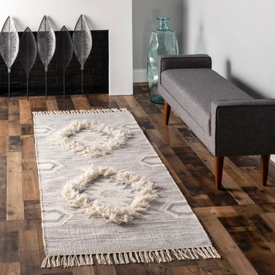 Nuloom Savannah Moroccan Fringe Textured Wool Area Rug In Black